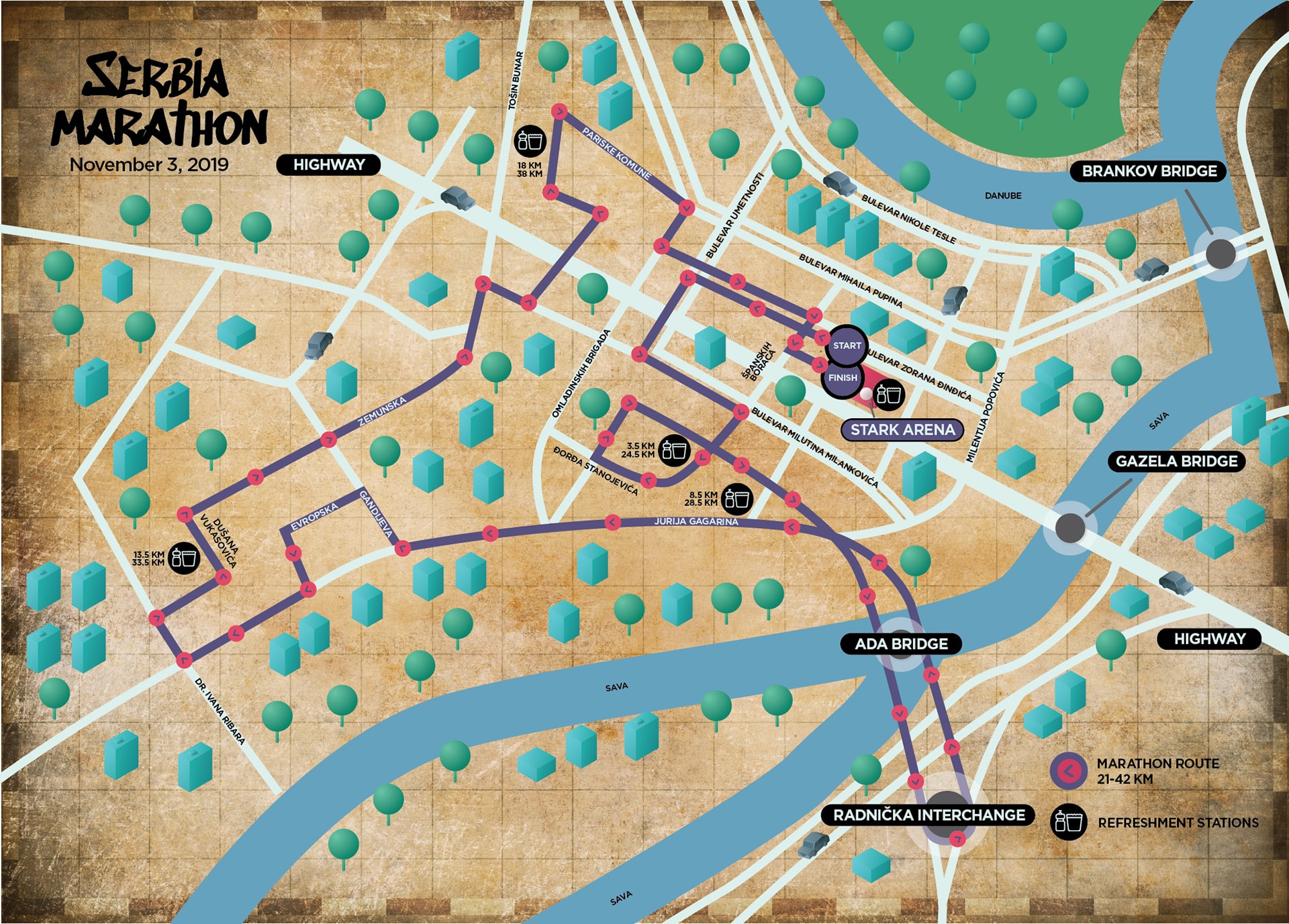 Serbia Marathon mapa
