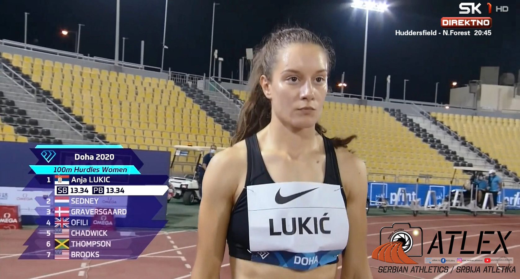 Dijamantska liga Doha 2020. - 25. septembar, Anja Lukić, 100m prepone: Sport Klub