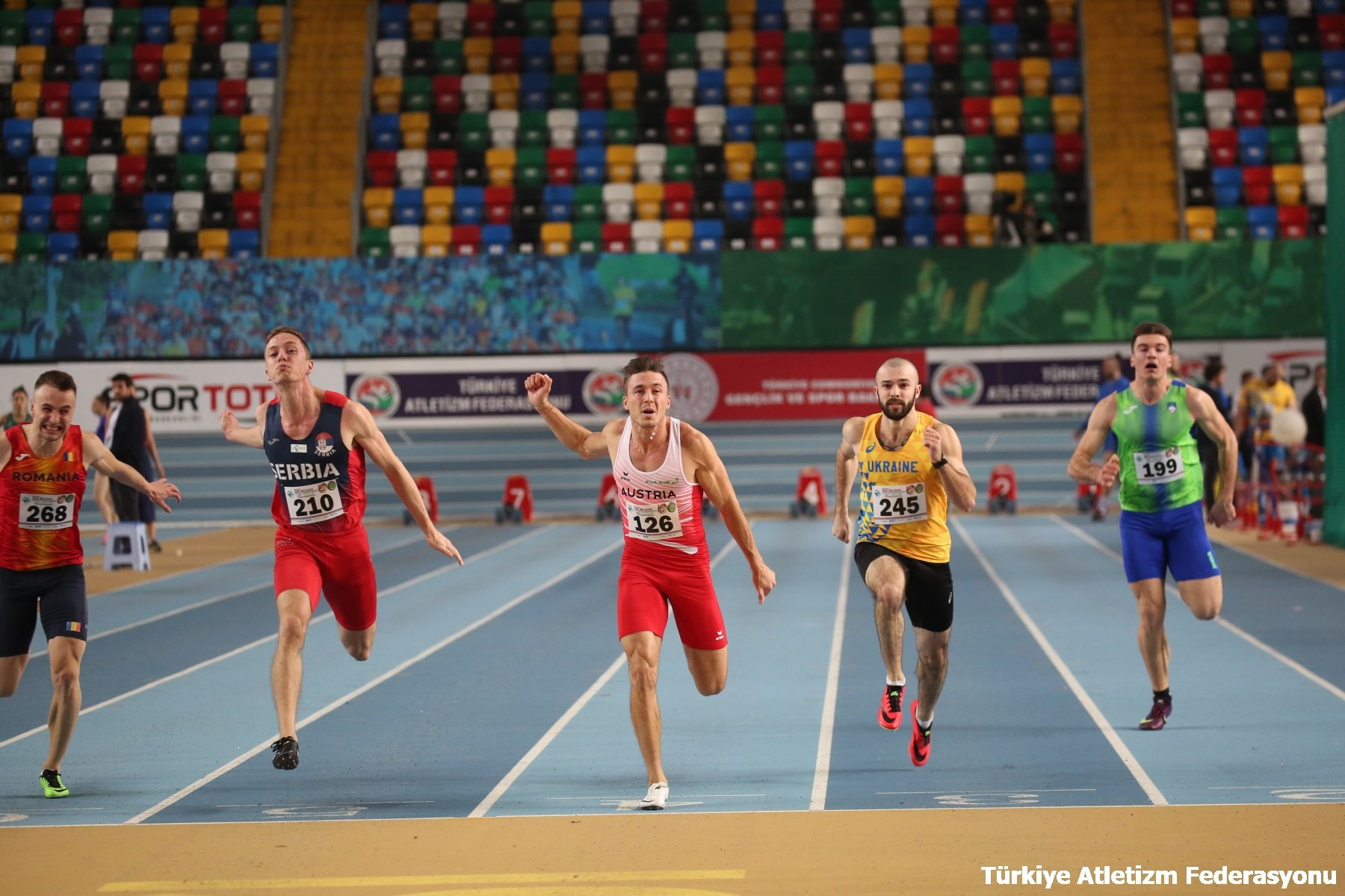 Dvoranska Balkanijada 2020., Istanbul - 15. februar, finale 60 metara za muškarce, Aleksa Kijanović;   Foto: Turski atletski savez