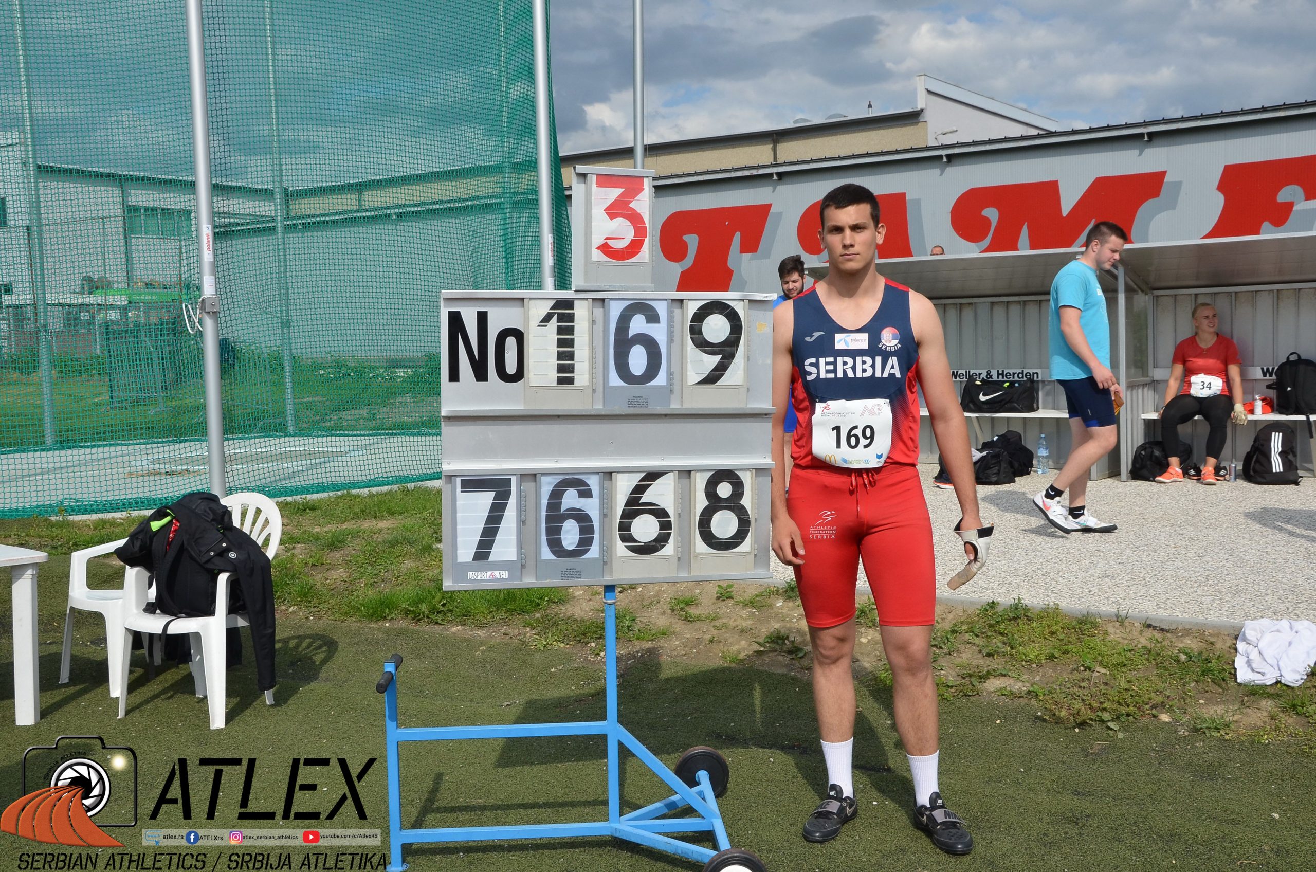 1. memorial Roberta Preloga, Ptuj 2021 - 27. maj, Jovan Stranić, novi rekord Srbije u bacanju kladiva U18;   Foto: Atlex
