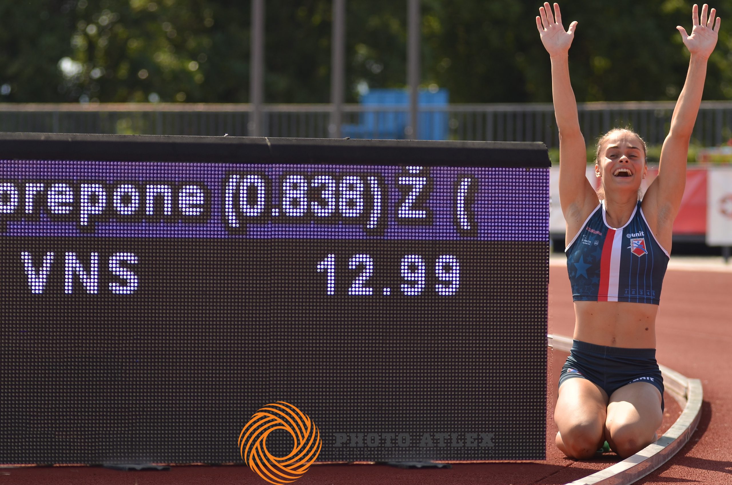 Prvenstvo Srbije 2023., Kraljevo - 29. jul - Milica Emini (Vojvodina), 100m prepone, državni rekord - 12,99s;   Foto: Atlex